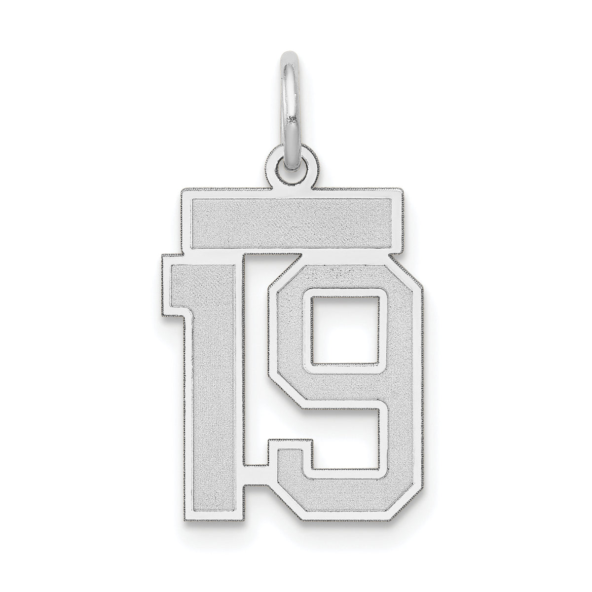 Small Number 19 Charm in 14K White Gold, Satin - Sophia Jewelers