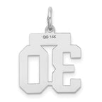 Small Number 30 Charm in 14K White Gold, Satin - Sophia Jewelers