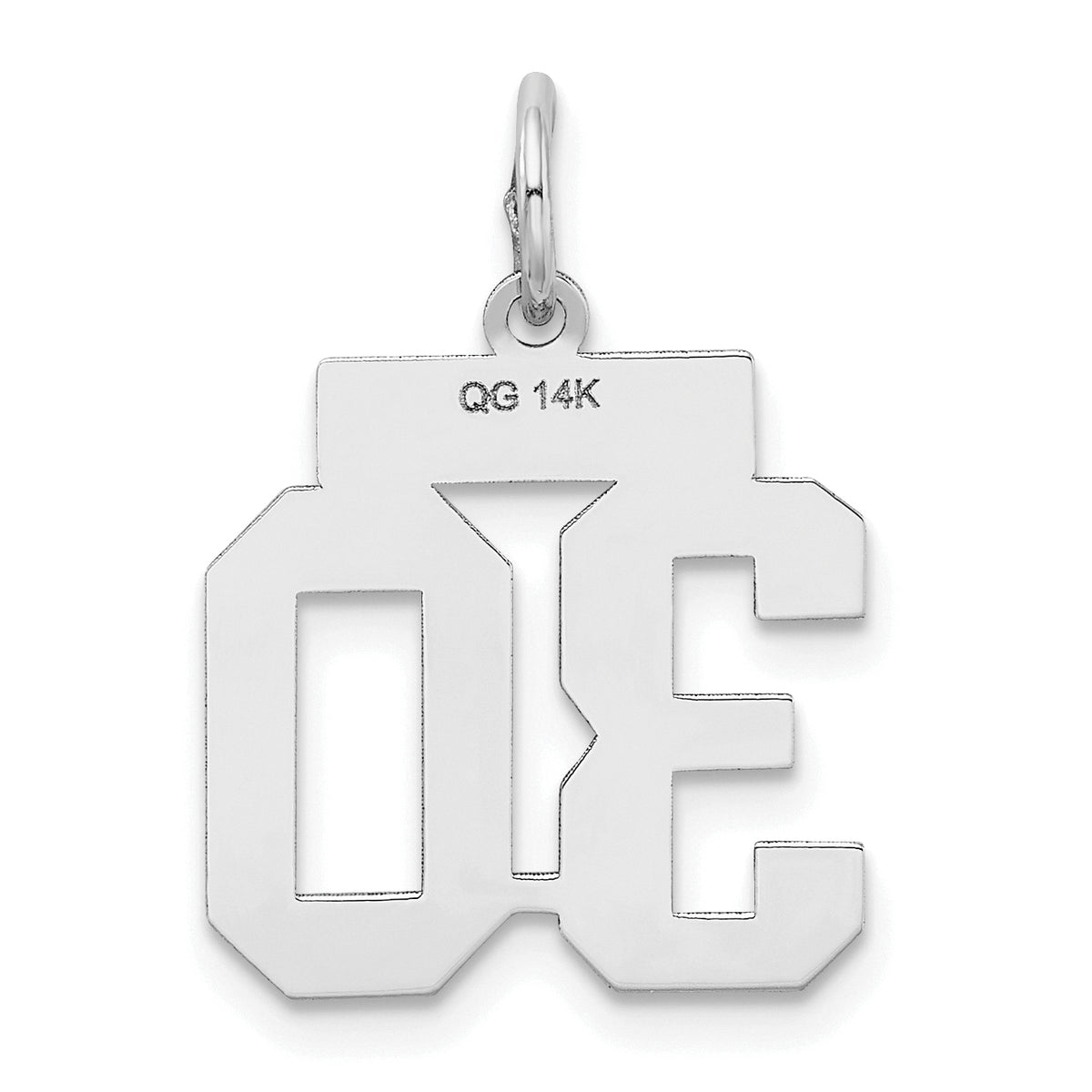Small Number 30 Charm in 14K White Gold, Satin - Sophia Jewelers