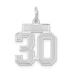 Small Number 30 Charm in 14K White Gold, Satin - Sophia Jewelers