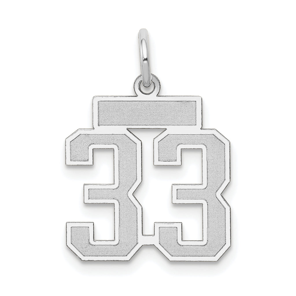 Small Number 33 Charm in 14K White Gold, Satin - Sophia Jewelers
