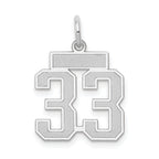 Small Number 33 Charm in 14K White Gold, Satin - Sophia Jewelers