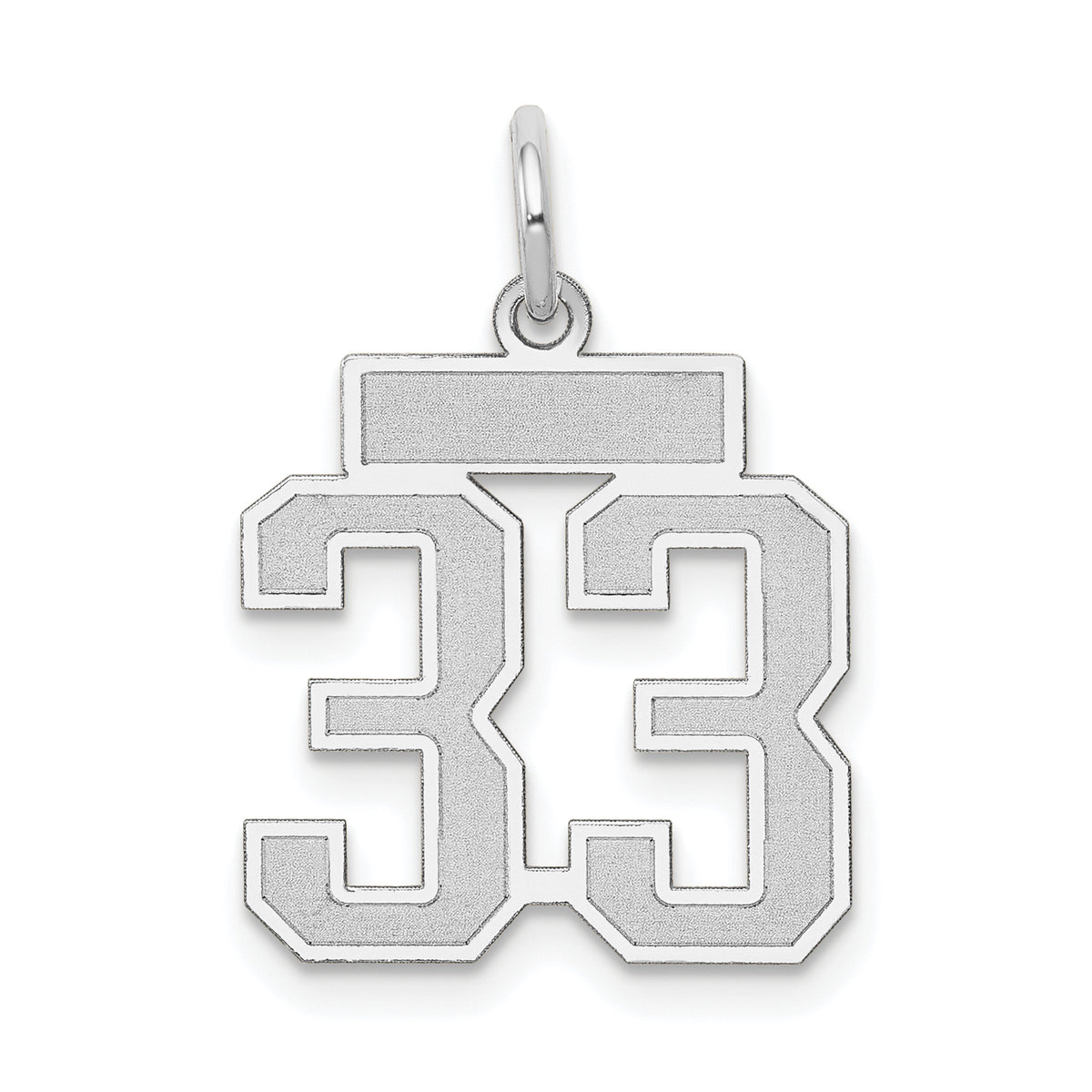 Small Number 33 Charm in 14K White Gold, Satin - Sophia Jewelers