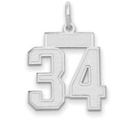Small Number 34 Charm in 14K White Gold, Satin - Sophia Jewelers