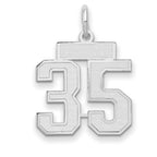 Small Number 35 Charm in 14K White Gold, Satin - Sophia Jewelers