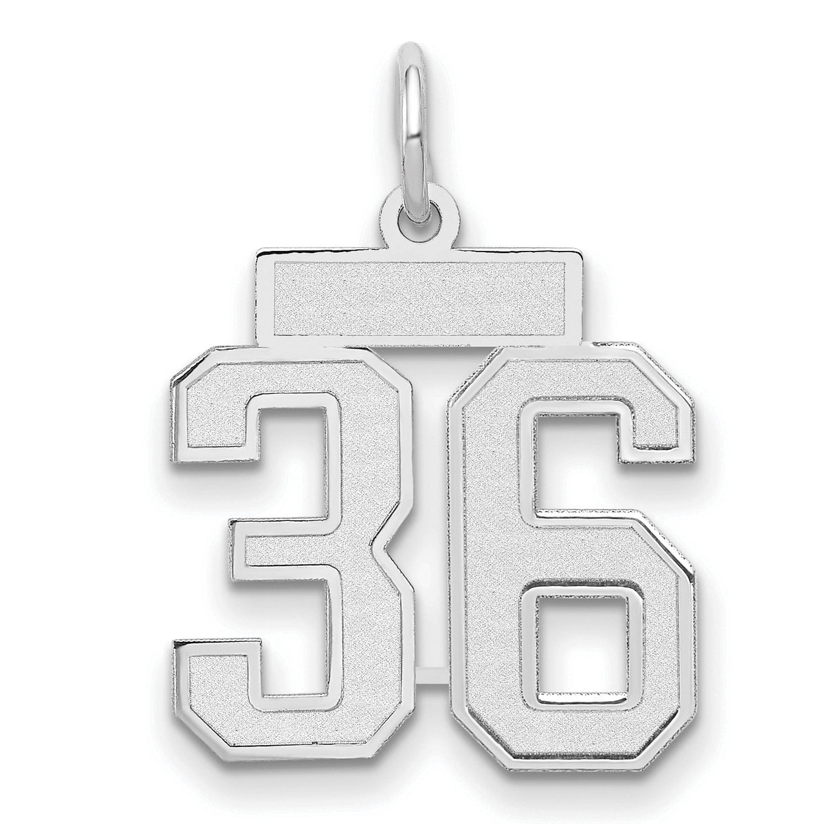 Small Number 36 Charm in 14K White Gold, Satin - Sophia Jewelers