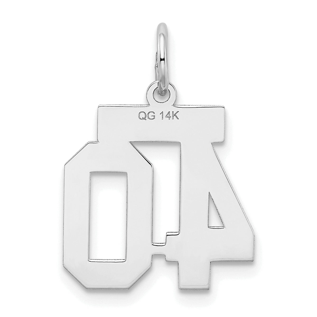 Small Number 40 Charm in 14K White Gold, Satin - Sophia Jewelers