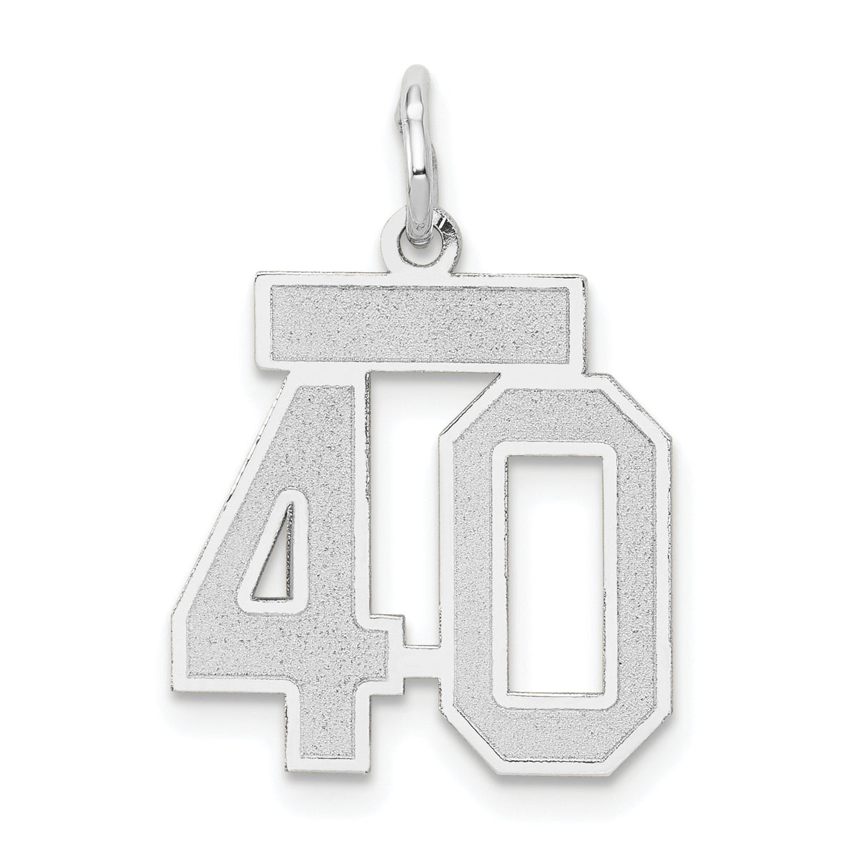 Small Number 40 Charm in 14K White Gold, Satin - Sophia Jewelers