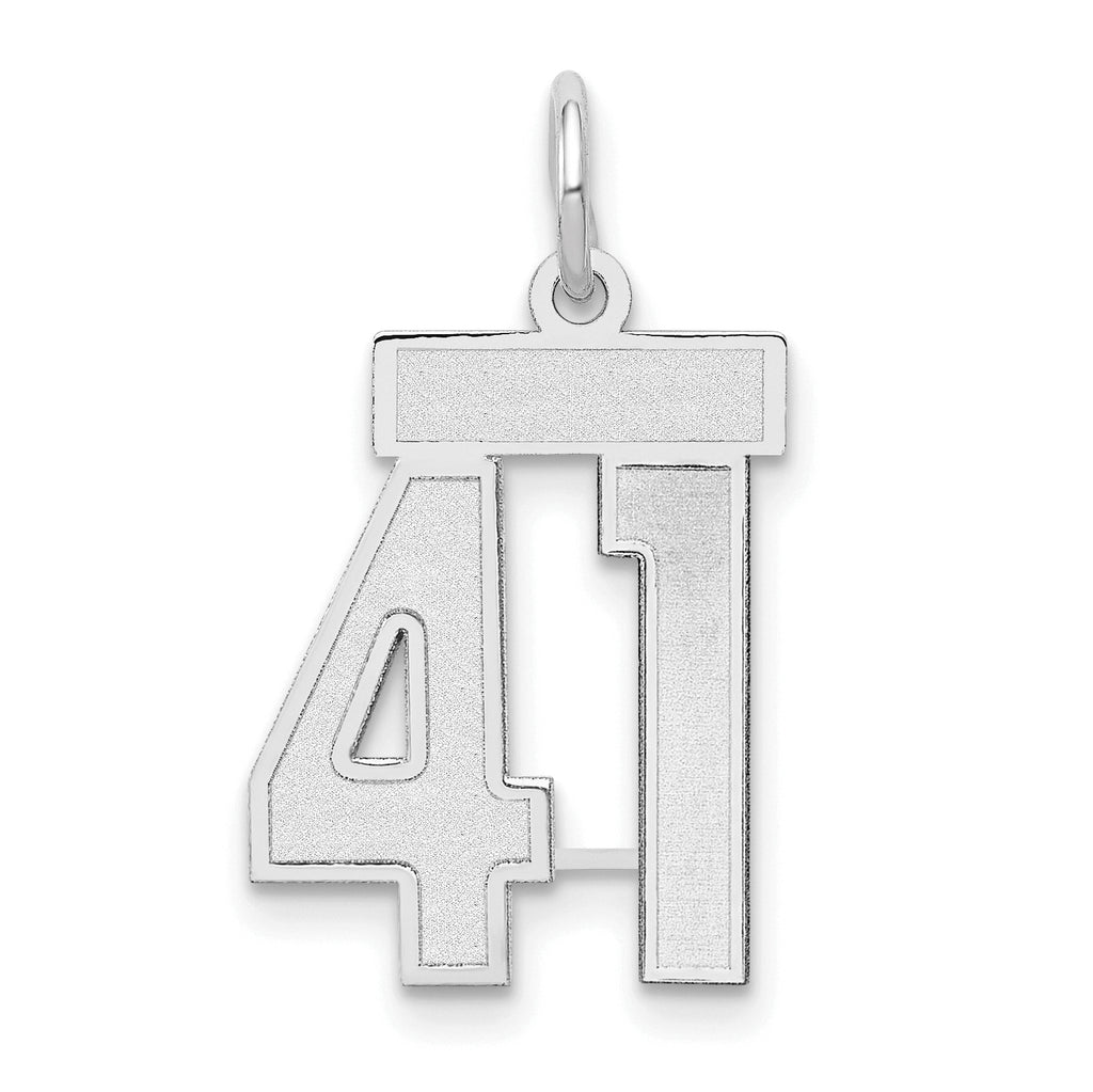 Small Number 41 Charm in 14K White Gold, Satin - Sophia Jewelers