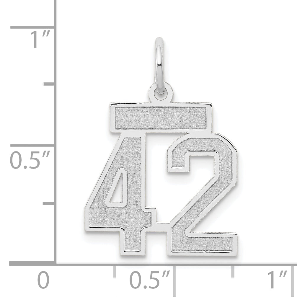 Small Number 42 Charm in 14K White Gold, Satin - Sophia Jewelers