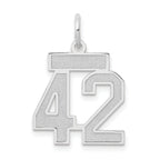 Small Number 42 Charm in 14K White Gold, Satin - Sophia Jewelers