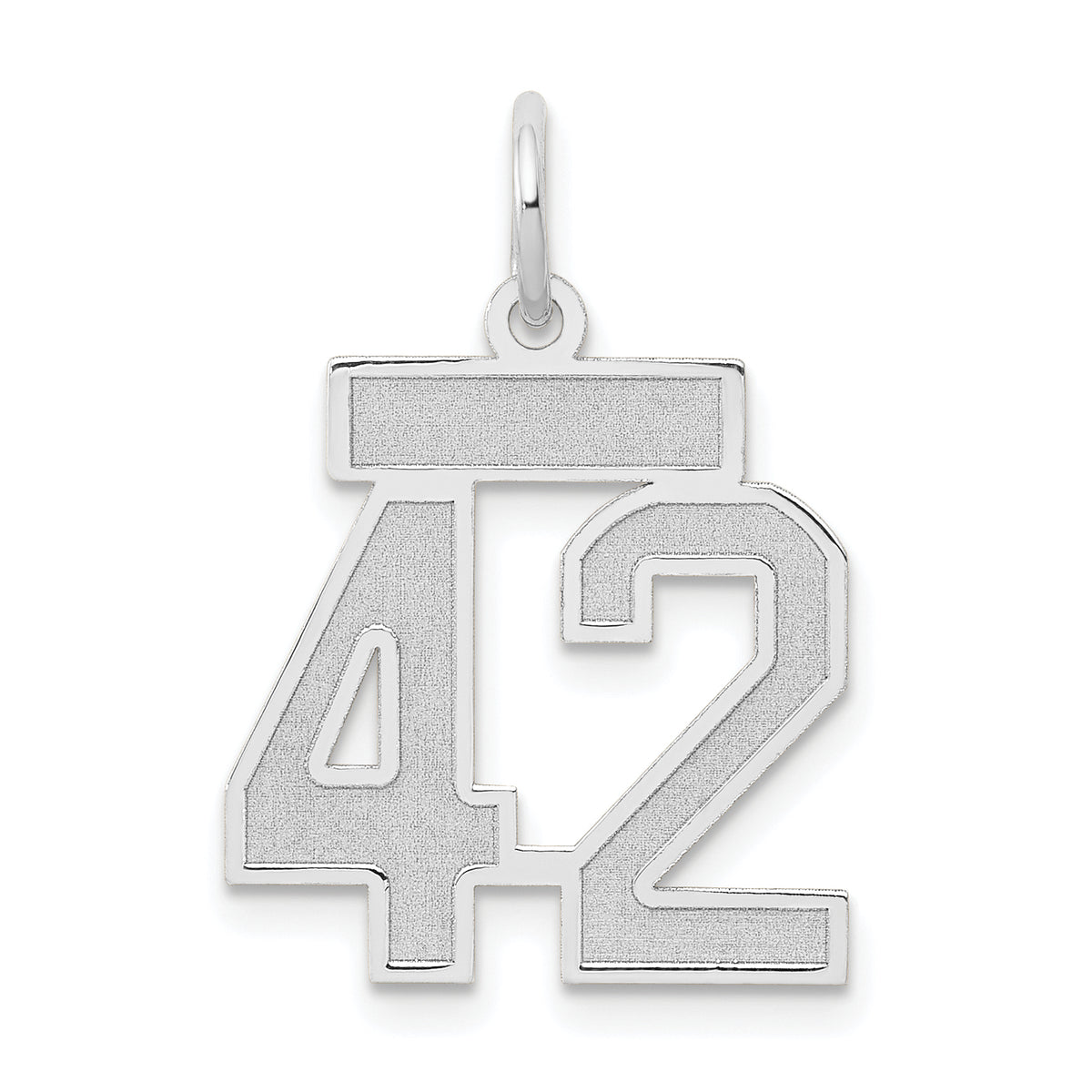 Small Number 42 Charm in 14K White Gold, Satin - Sophia Jewelers