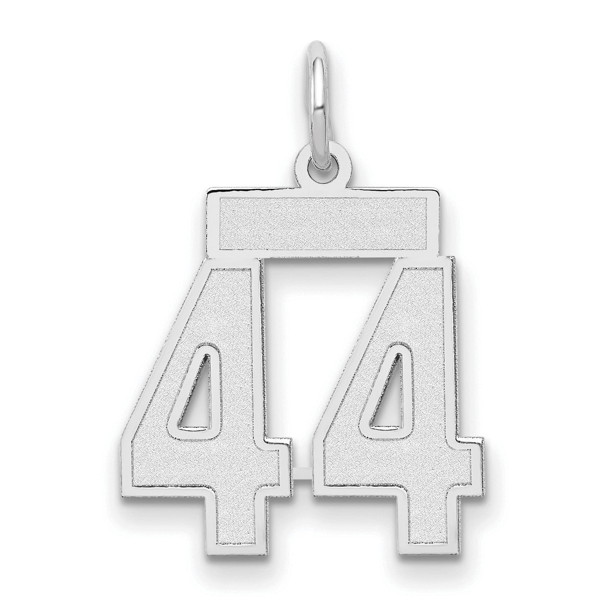 Small Number 44 Charm in 14K White Gold, Satin - Sophia Jewelers