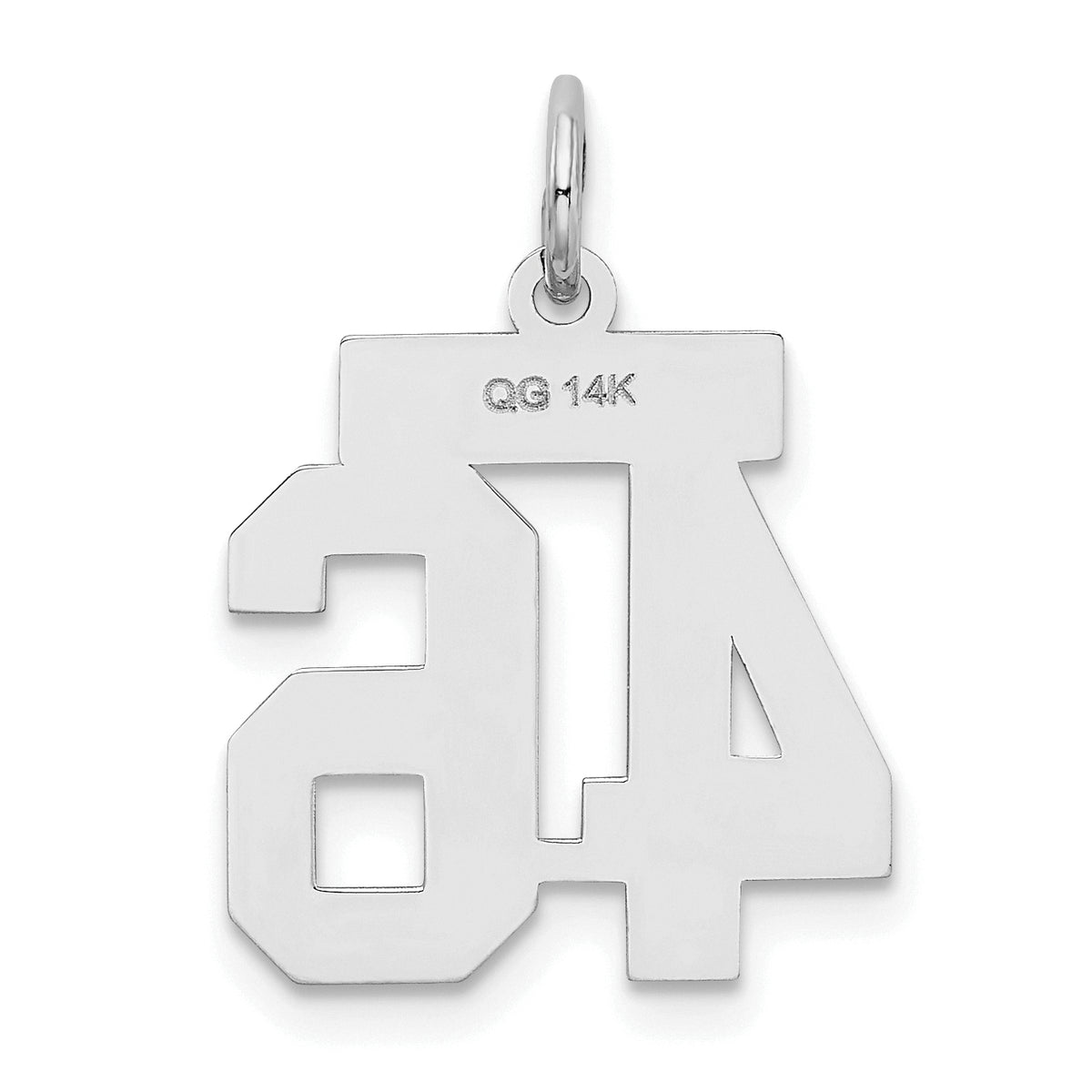 Small Number 46 Charm in 14K White Gold, Satin - Sophia Jewelers