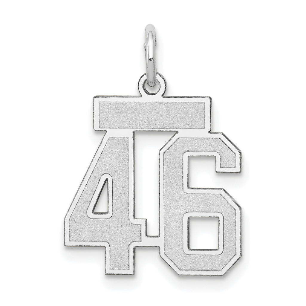 Small Number 46 Charm in 14K White Gold, Satin - Sophia Jewelers