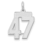 Small Number 47 Charm in 14K White Gold, Satin - Sophia Jewelers