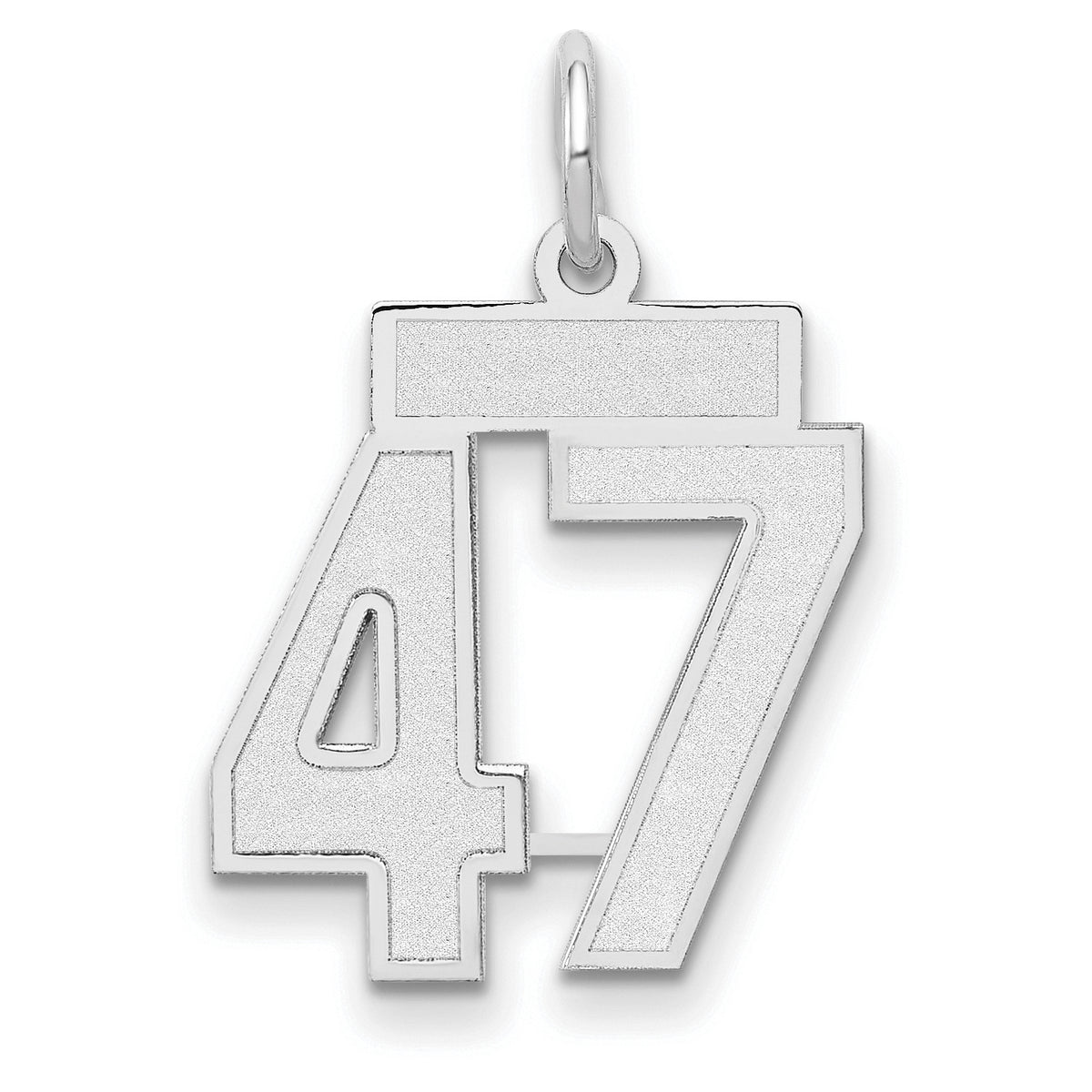 Small Number 47 Charm in 14K White Gold, Satin - Sophia Jewelers