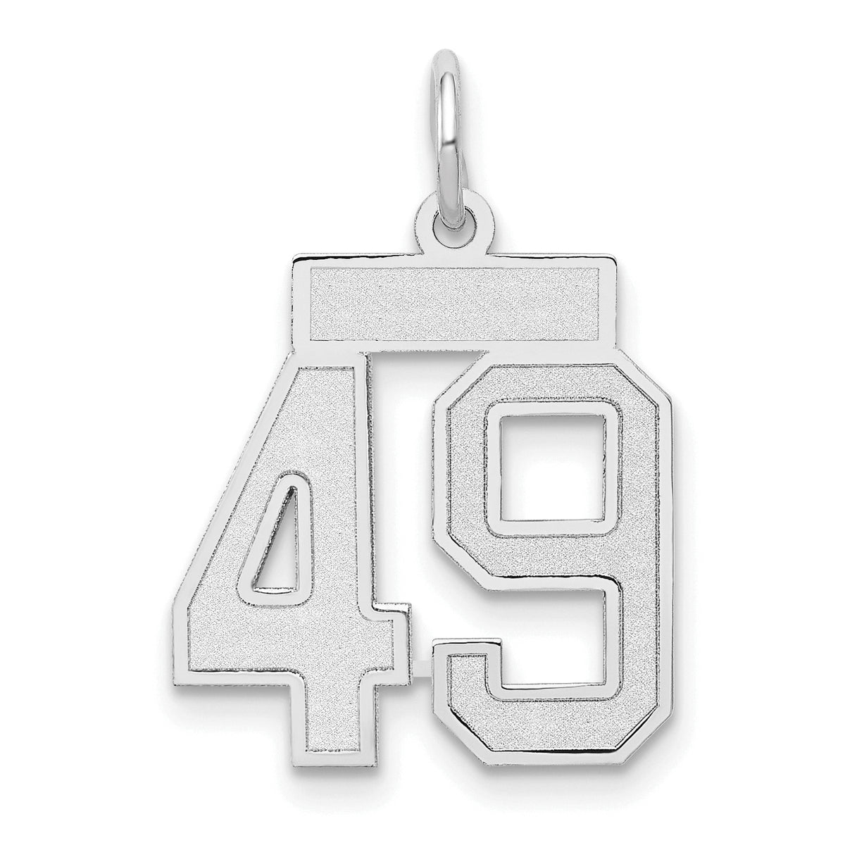 Small Number 49 Charm in 14K White Gold, Satin - Sophia Jewelers