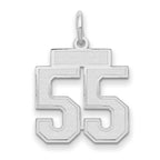 Small Number 55 Charm in 14K White Gold, Satin - Sophia Jewelers