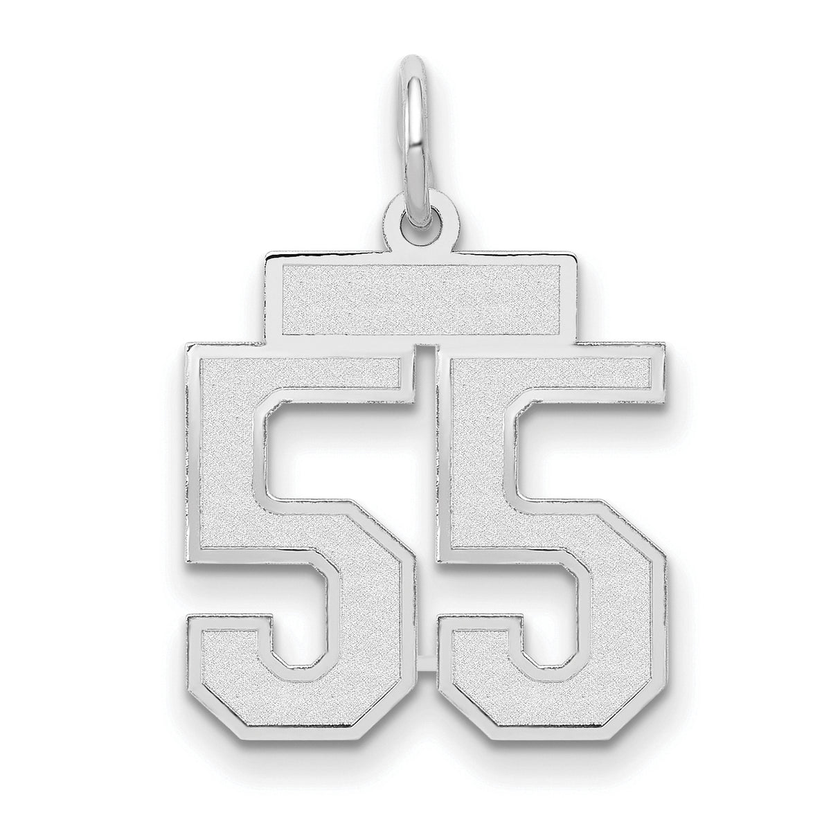 Small Number 55 Charm in 14K White Gold, Satin - Sophia Jewelers