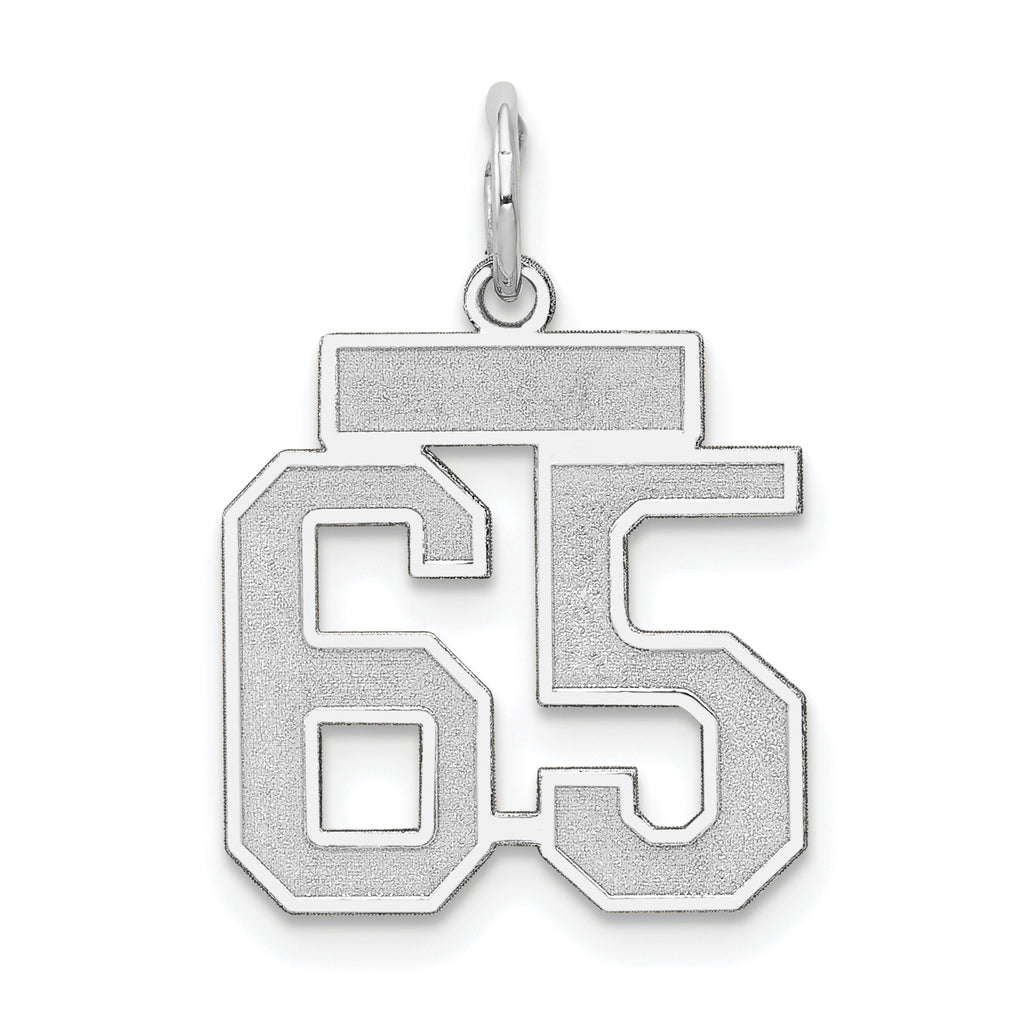 Number 65 Charm in 14K White Gold, Brushed & Satin - Sophia Jewelers