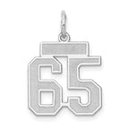 Number 65 Charm in 14K White Gold, Brushed & Satin - Sophia Jewelers