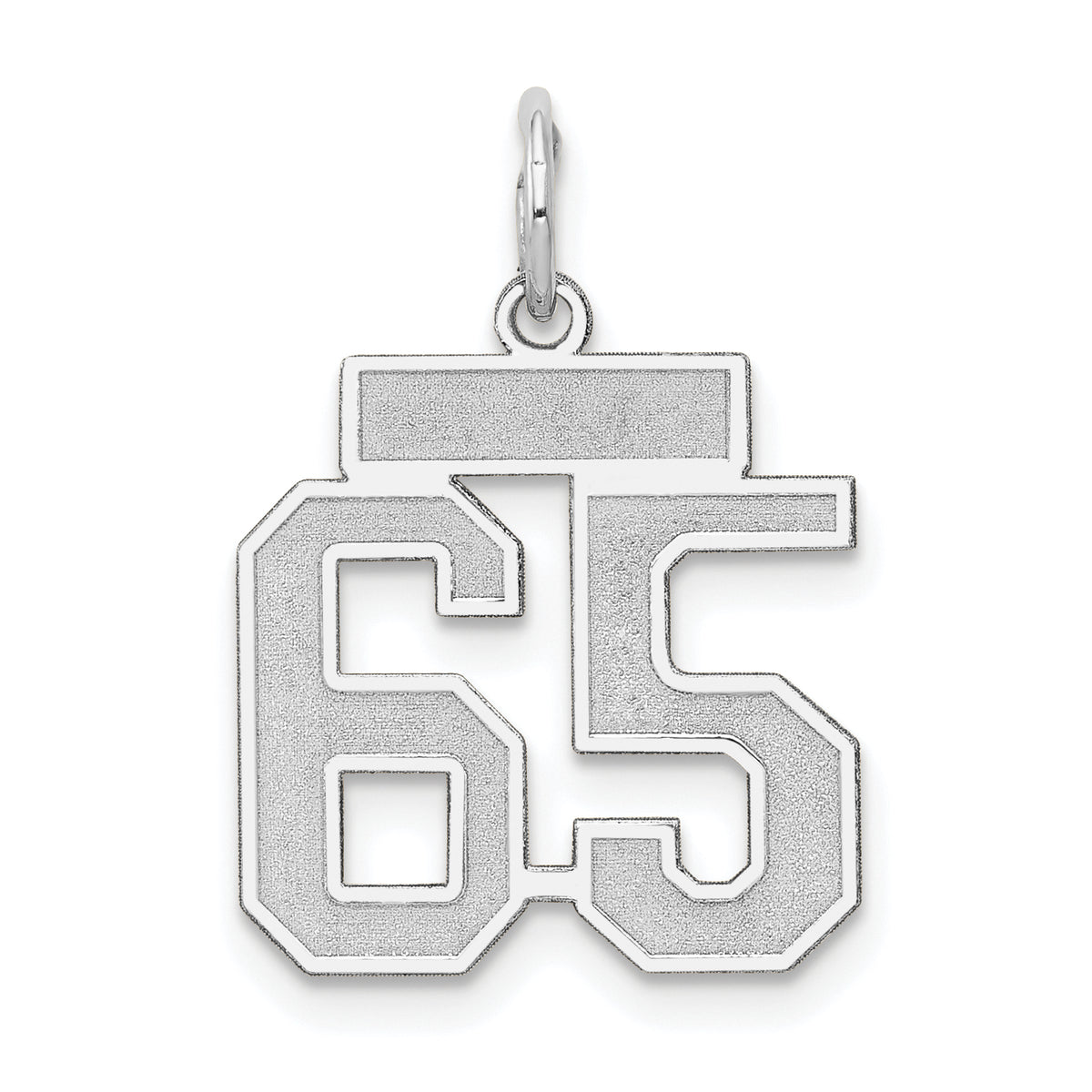 Number 65 Charm in 14K White Gold, Brushed & Satin - Sophia Jewelers