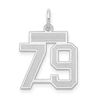 Small Number 79 Charm in 14K White Gold, Satin - Sophia Jewelers