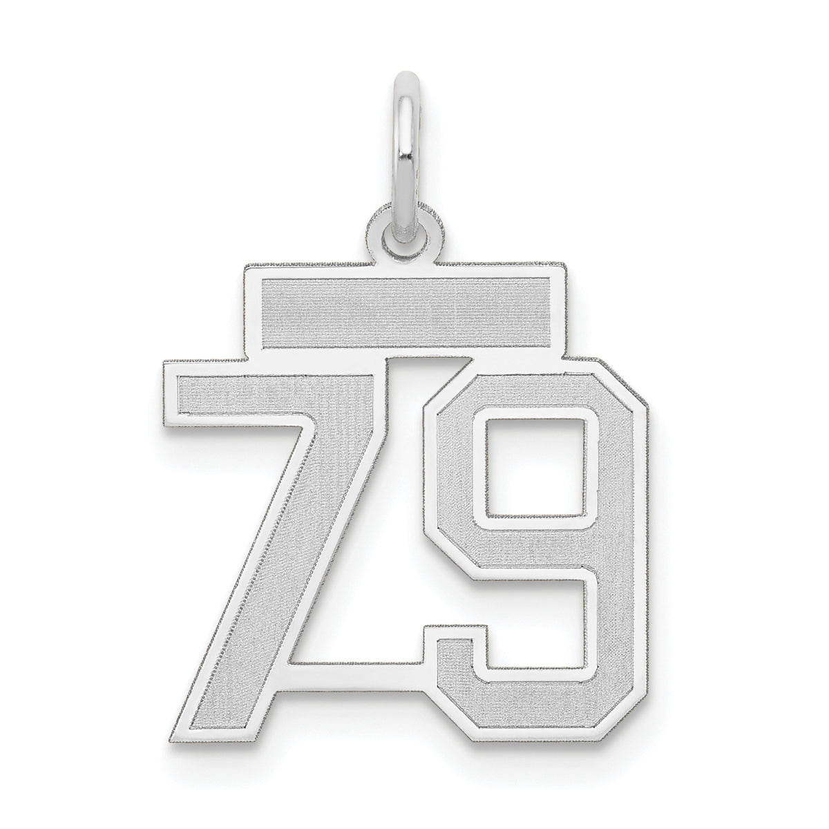 Small Number 79 Charm in 14K White Gold, Satin - Sophia Jewelers