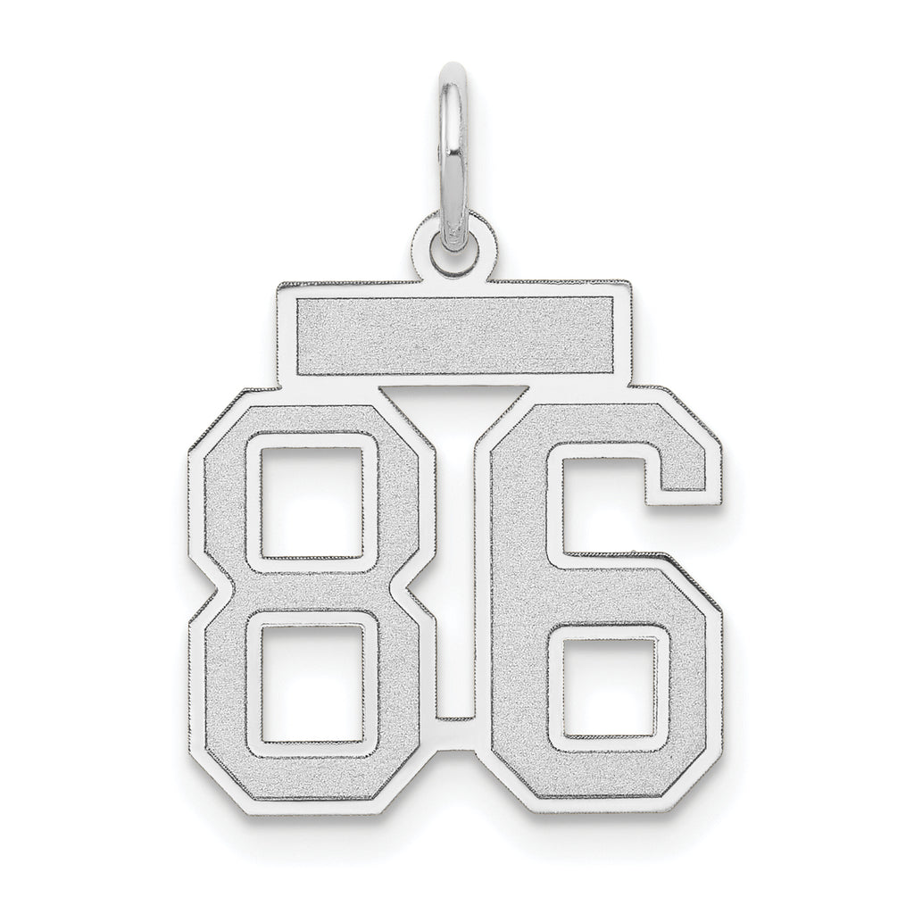 Small Number 86 Charm in 14K White Gold, Satin - Sophia Jewelers