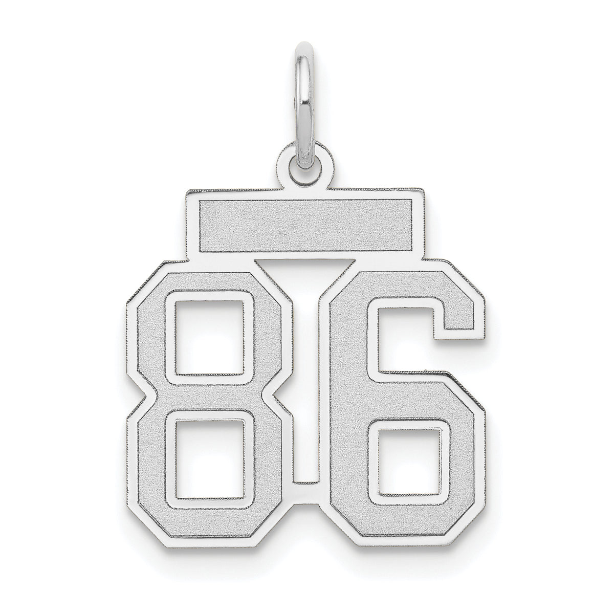 Small Number 86 Charm in 14K White Gold, Satin - Sophia Jewelers
