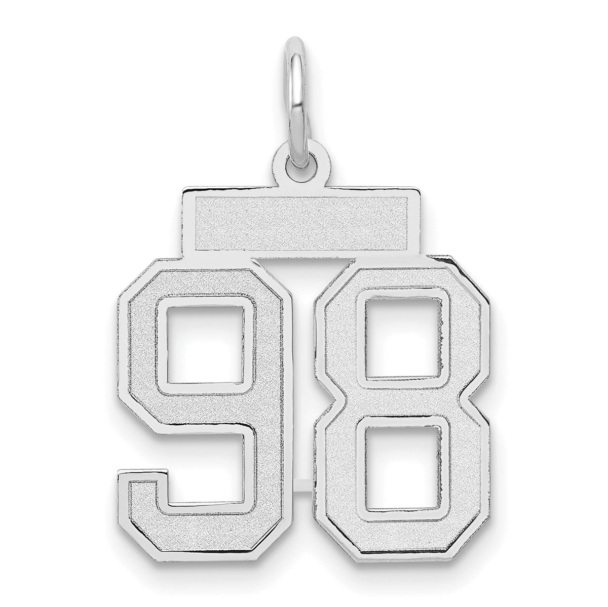 Number 98 Charm in 14K White Gold, Brushed & Satin - Sophia Jewelers