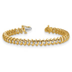 14k Holds 0.93 carat 55-1.6mm Round Diamond Fancy Spiral 7 inch Tennis Bracelet Mounting (No Stone Included)