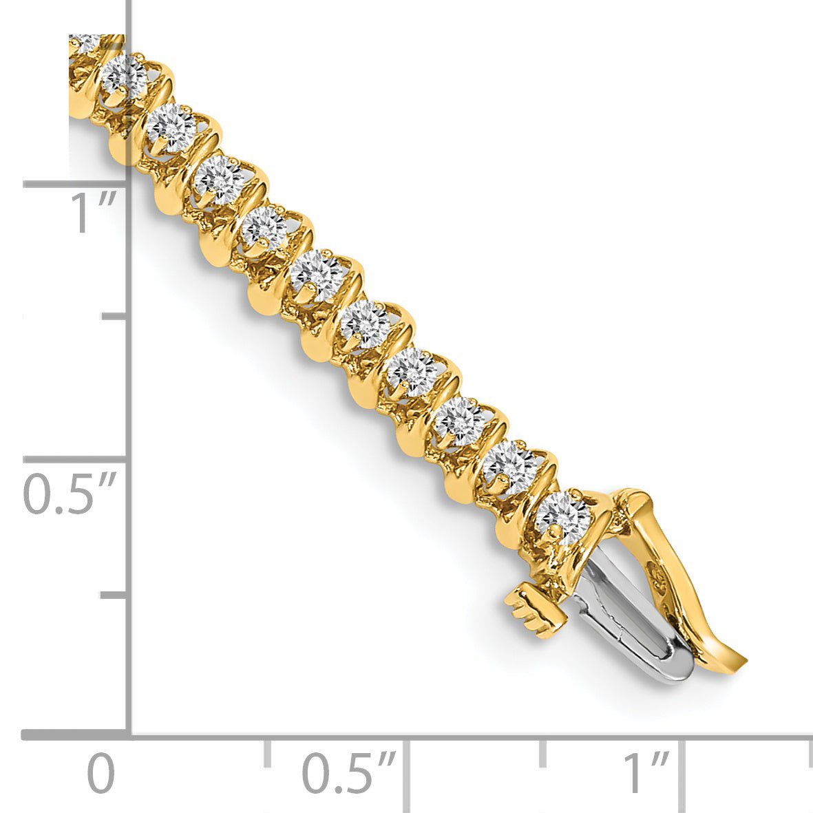 14k Complete 0.93 carat Round A Diamond Fancy Spiral 7 inch Tennis Bracelet