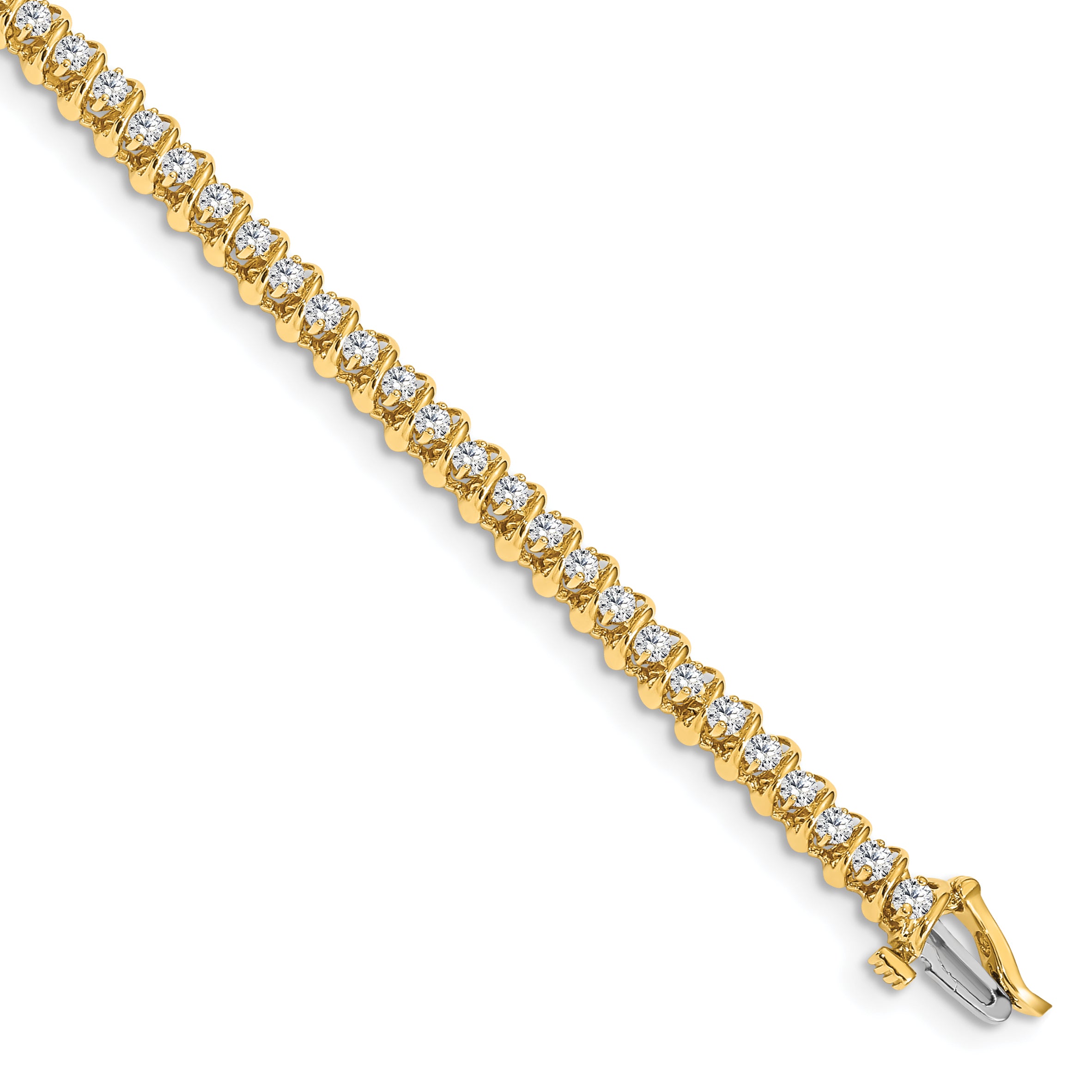 14k Complete 0.93 carat Round AA Diamond Fancy Spiral 7 inch Tennis Bracelet