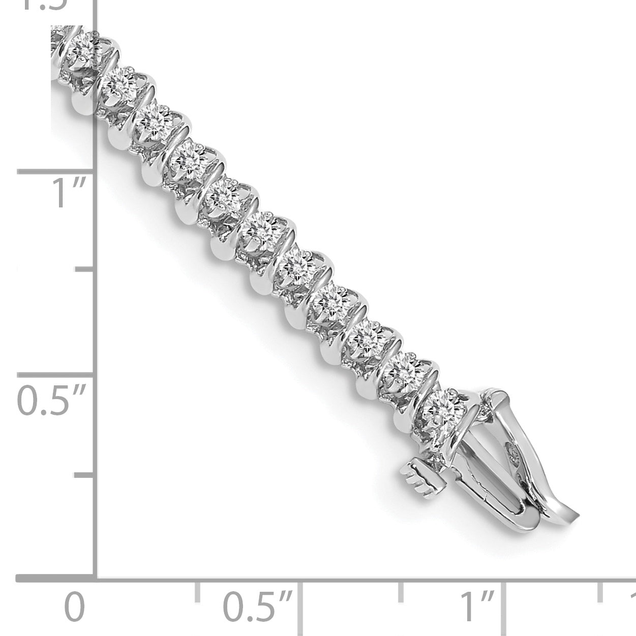14k White Gold Complete 0.93 carat Round AA Diamond Fancy Spiral 7 inch Tennis Bracelet