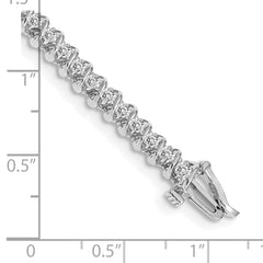14k White Gold Complete 0.93 carat Round AA Diamond Fancy Spiral 7 inch Tennis Bracelet