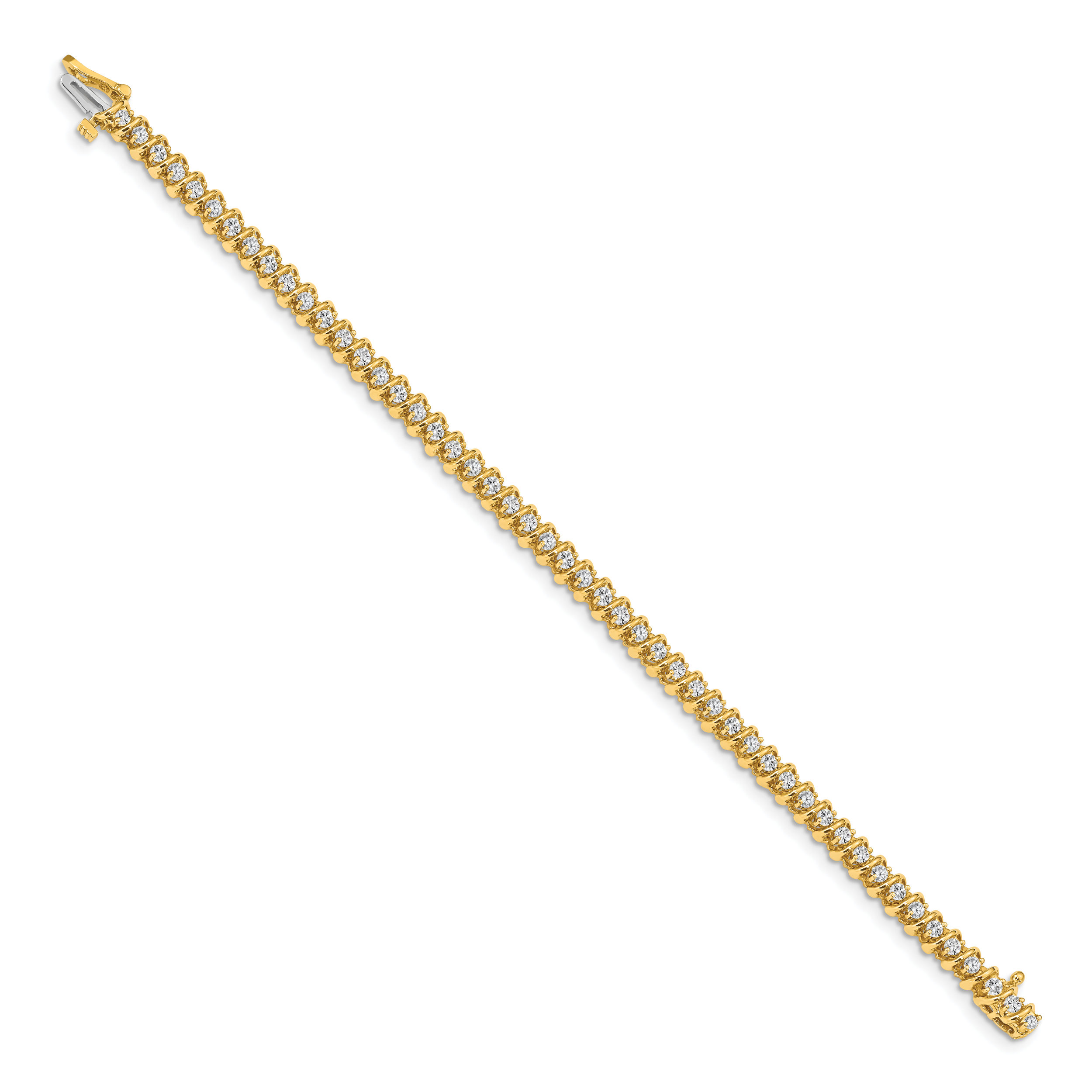 14k Complete 1.4 carat Round A Diamond Fancy Spiral 7 inch Tennis Bracelet Secondary image
