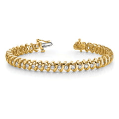 14k Complete 1.4 carat Round A Diamond Fancy Spiral 7 inch Tennis Bracelet