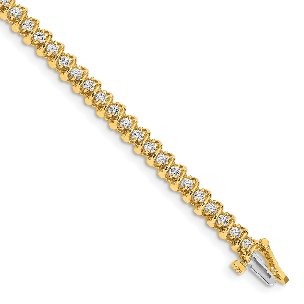 14k Complete 1.4 carat Round AA Diamond Fancy Spiral 7 inch Tennis Bracelet