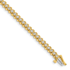 14k Complete 1.4 carat Round A Diamond Fancy Spiral 7 inch Tennis Bracelet