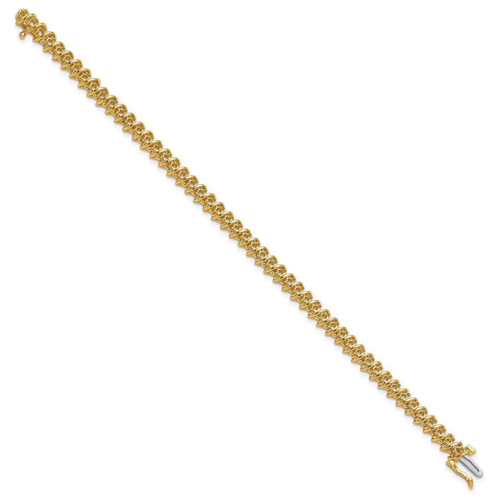 14k Holds 1.95 carat 50-2.1mm Round Diamond Fancy Spiral 7 inch Tennis Bracelet Mounting (No Stone Included)