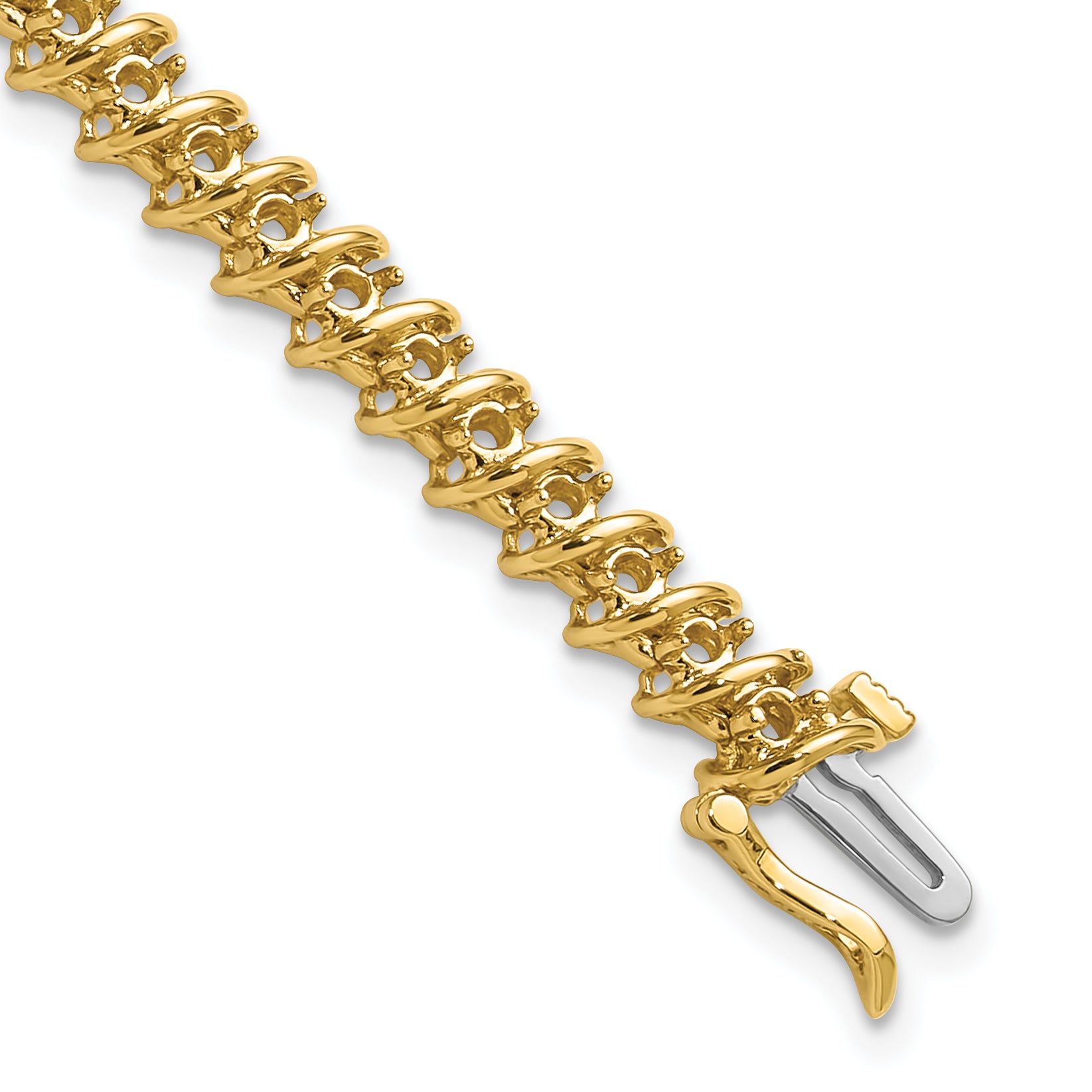 14k Holds 1.95 carat 50-2.1mm Round Diamond Fancy Spiral 7 inch Tennis Bracelet Mounting (No Stone Included) Main image