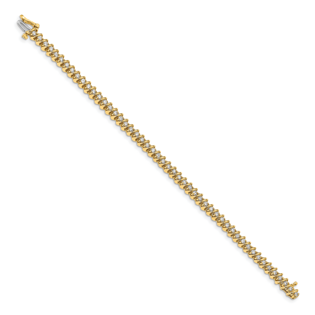 14k Complete 1.95 carat Round AAA Diamond Fancy Spiral 7 inch Tennis Bracelet