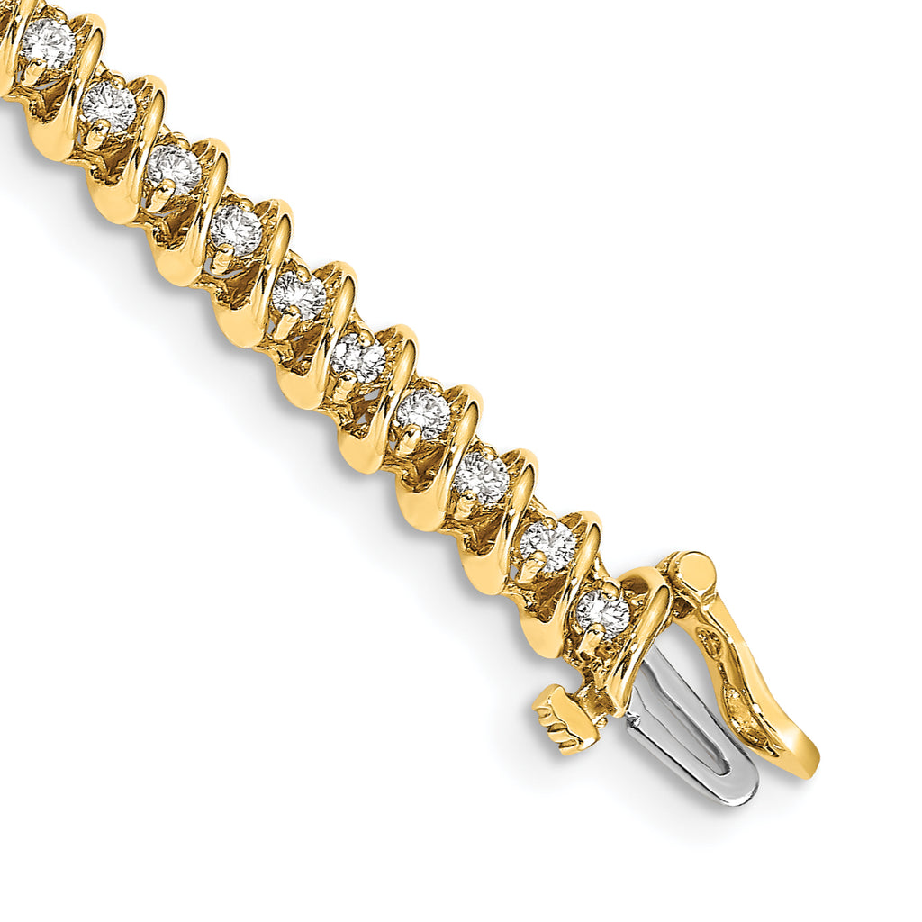 14k Complete 1.95 carat Round AAA Diamond Fancy Spiral 7 inch Tennis Bracelet