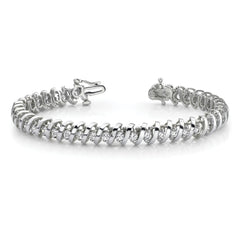14k White Gold Complete 1.95 carat Round AA Diamond Fancy Spiral 7 inch Tennis Bracelet