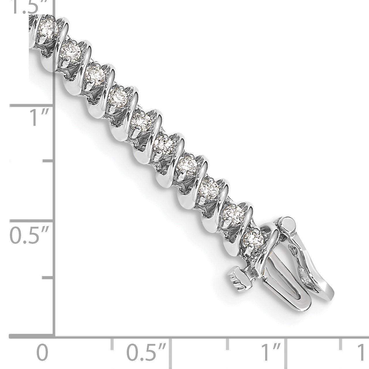 14k White Gold Complete 1.95 carat Round AA Diamond Fancy Spiral 7 inch Tennis Bracelet