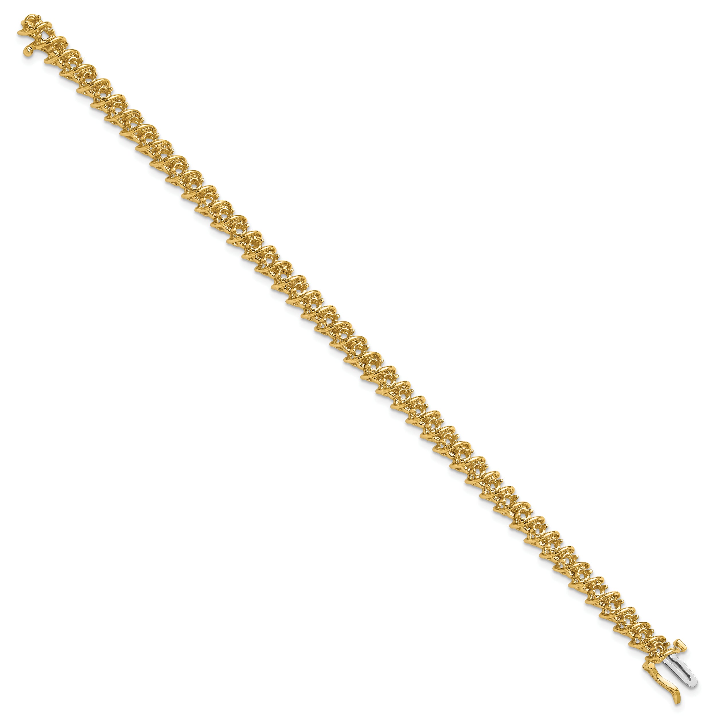 14k Holds 2.25 carat 43-2.4mm Round Diamond Fancy Spiral 7 inch Tennis Bracelet Mounting (No Stone Included)