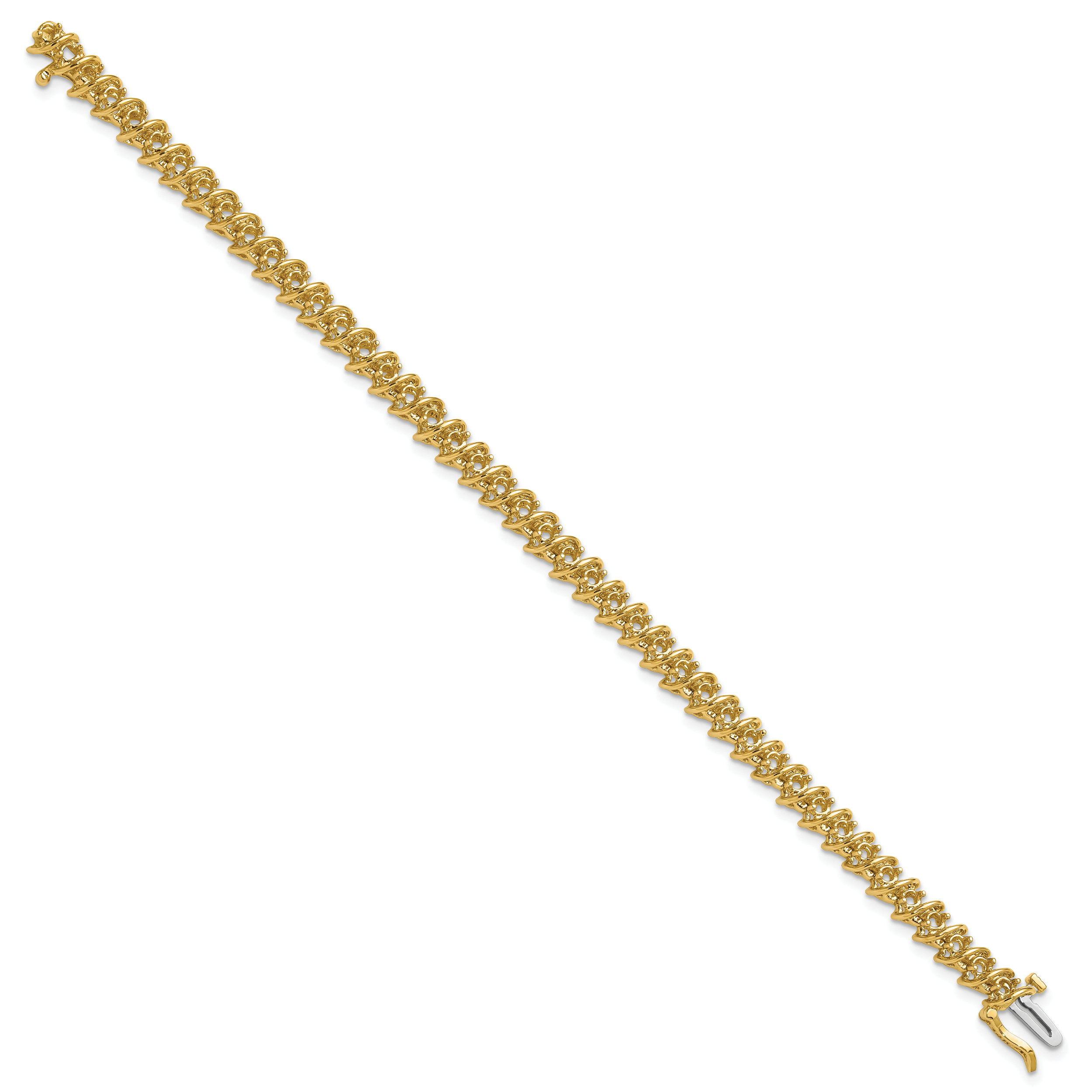 14k Holds 2.25 carat 43-2.4mm Round Diamond Fancy Spiral 7 inch Tennis Bracelet Mounting (No Stone Included)