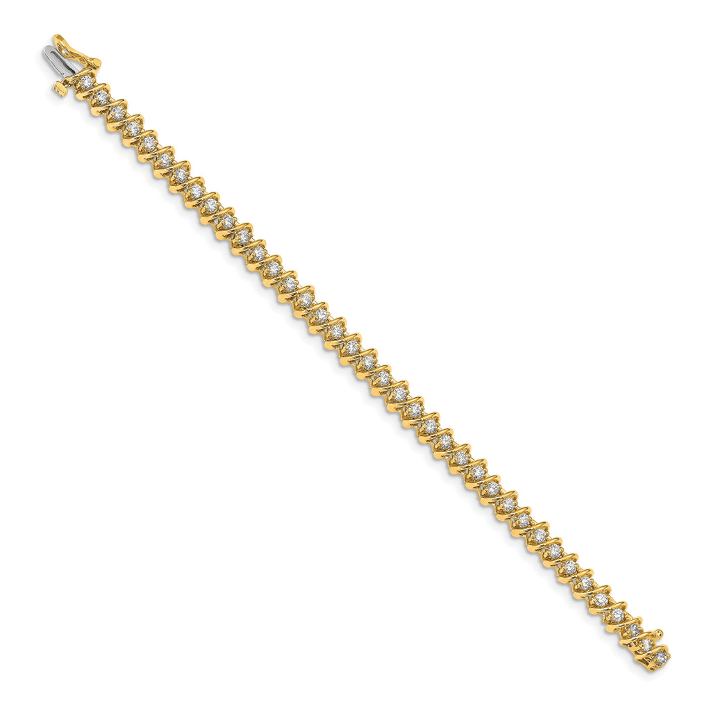 14k Complete 2.25 carat Round VS Diamond Fancy Spiral 7 inch Tennis Bracelet